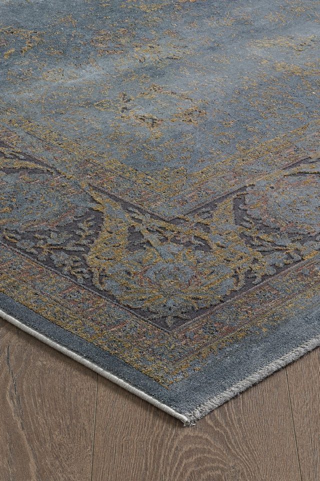Gordion - Gris Kendinden Saçaklı Modern Salon Halısı