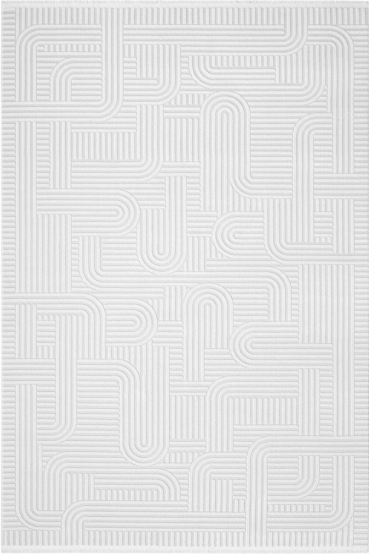 Nova - Maze Takma Saçaklı Modern Oturma Odası, Antre ve Mutfak Halısı