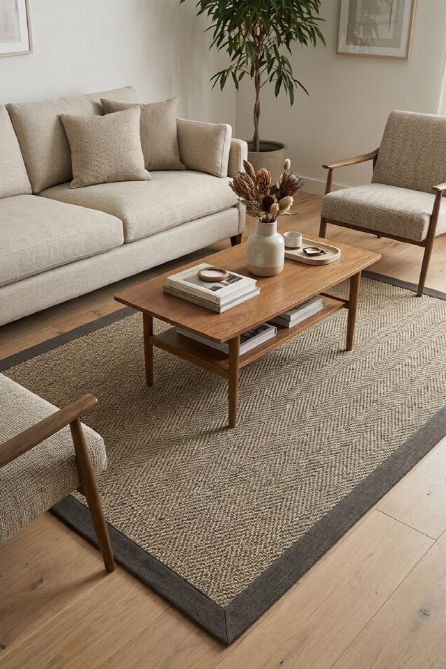 Boston Keten Monterey Bordürlü Sisal Halı