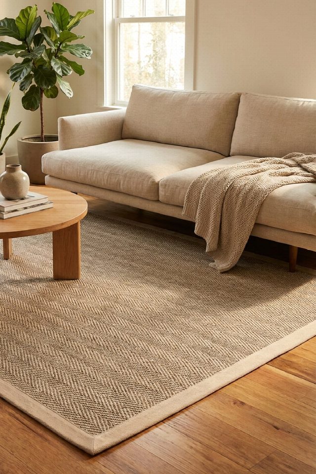 Sydney Keten Bordürlü Sisal Halı