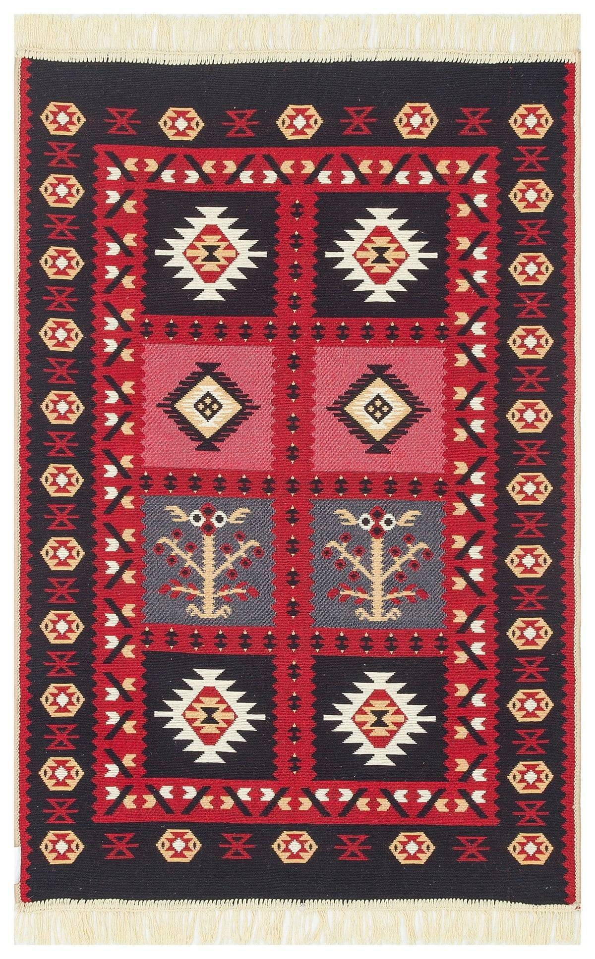 ARYA AR 28 RED  Yıkanabilir Çift Taraflı Modern Desenli Dokuma Kilim