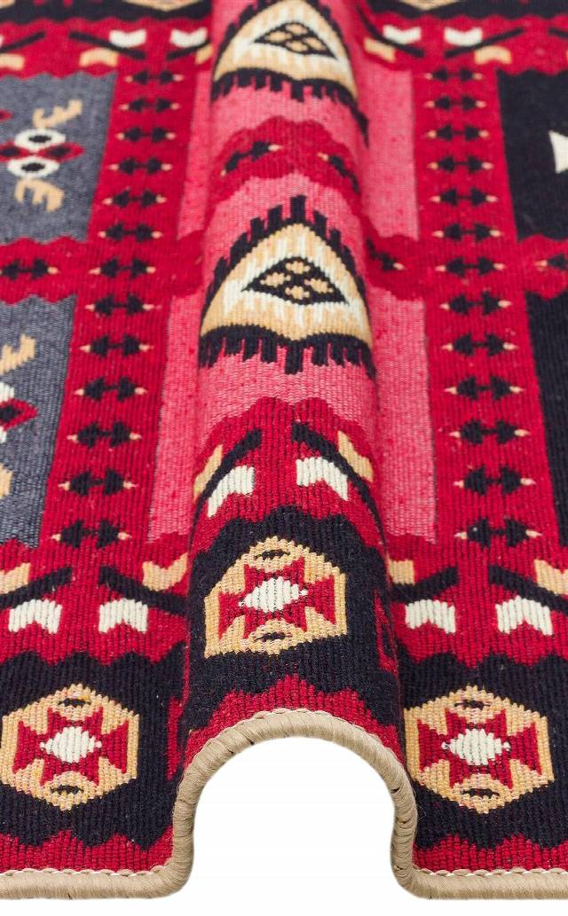 ARYA AR 28 RED  Yıkanabilir Çift Taraflı Modern Desenli Dokuma Kilim