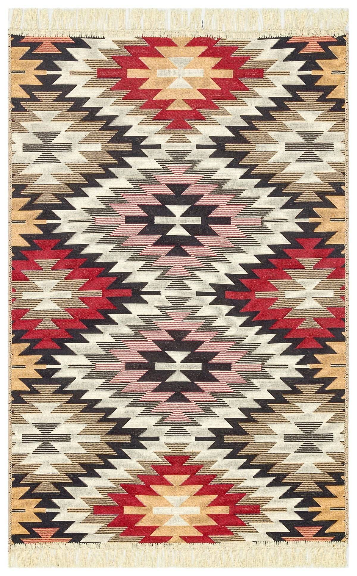 ARYA AR 33 RED  Yıkanabilir Çift Taraflı Modern Desenli Dokuma Kilim