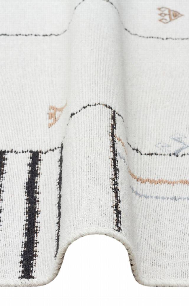 ARYA AR 41 CREAM BLACK  Yıkanabilir Çift Taraflı Modern Desenli Dokuma Kilim