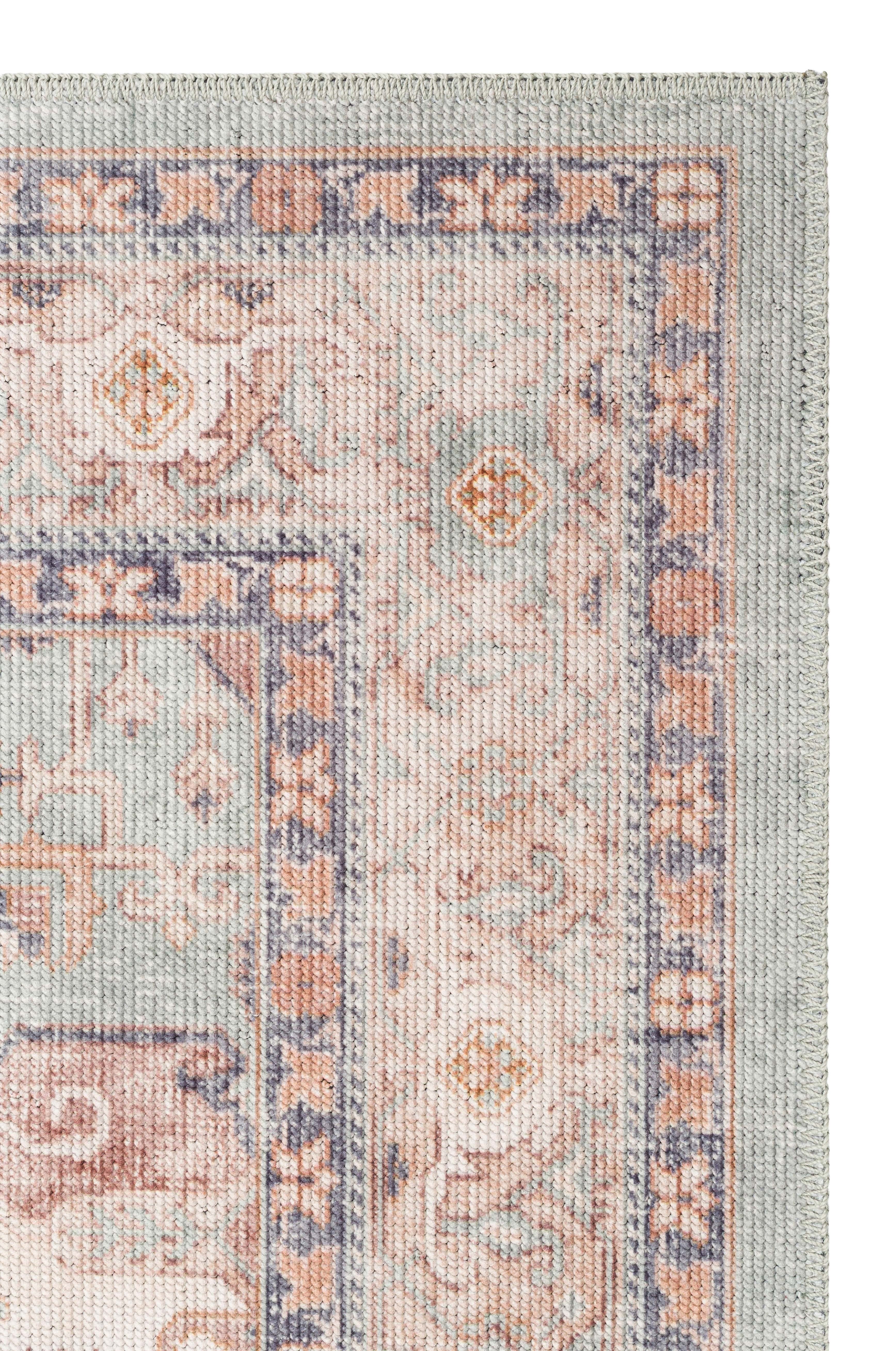 ELISTA VINTAGE ELS 204 BLUE BEIGE  Vintage Tasarımlı Yumuşak Bukle Dokuma Kaymaz Tabanlı Yıkanabilir Modern Halı