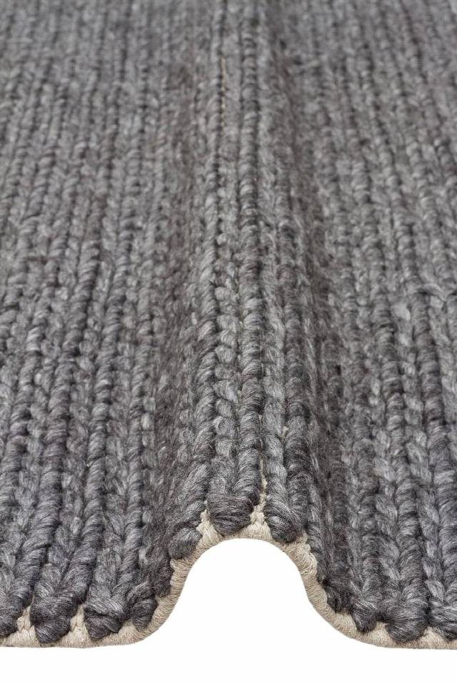 JADE BASKETWEAVE ANTRASIT  Naturel Kazak Örgü Desenli El Dokuma Örgü Halı
