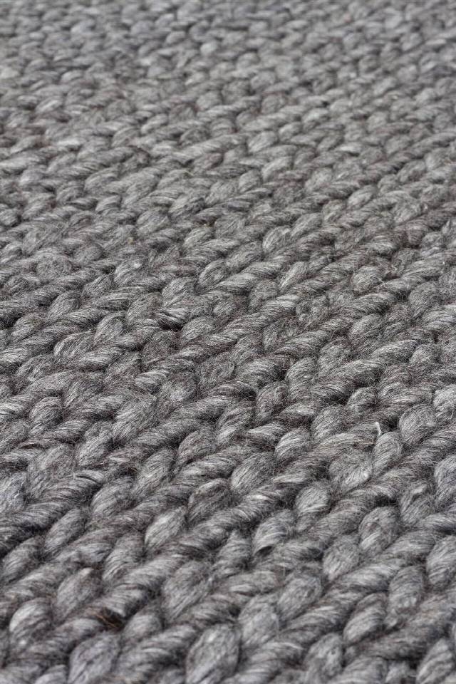 JADE BASKETWEAVE ANTRASIT  Naturel Kazak Örgü Desenli El Dokuma Örgü Halı