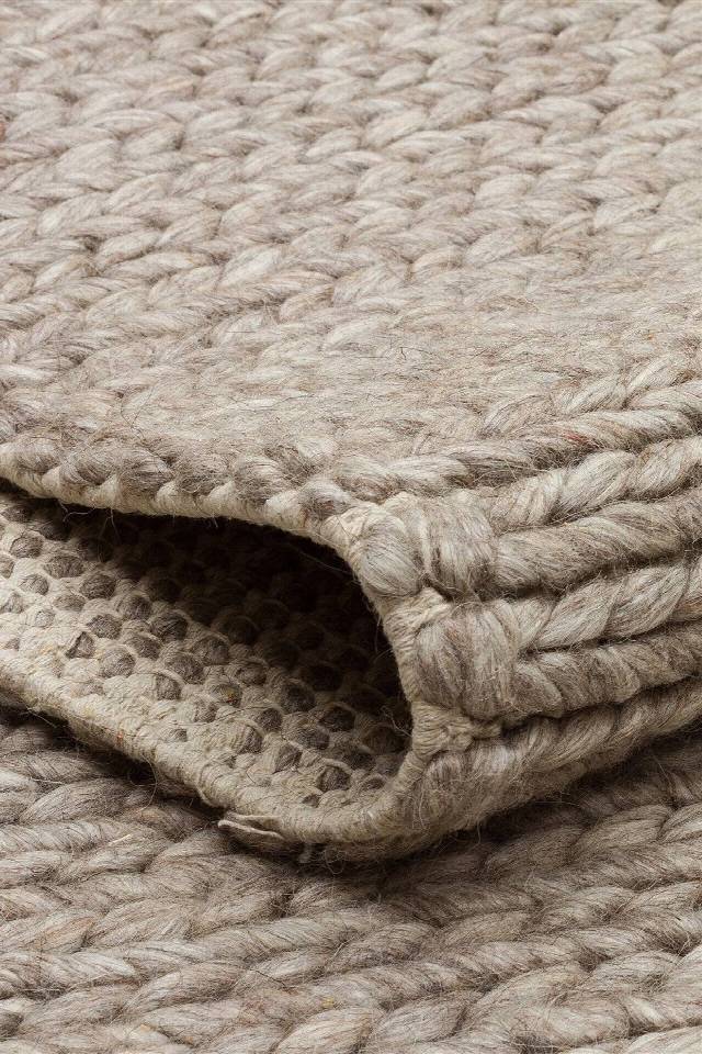 JADE BASKETWEAVE BROWN  Naturel Kazak Örgü Desenli El Dokuma Örgü Halı