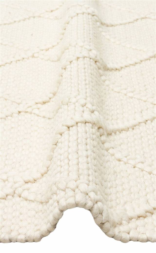 JADE DIAMOND CREAM  Naturel Kazak Örgü Desenli El Dokuma Örgü Halı