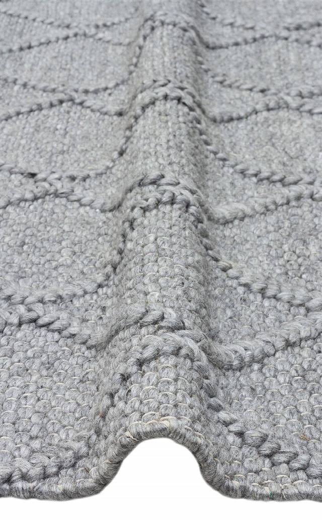 JADE DIAMOND GREY  Naturel Kazak Örgü Desenli El Dokuma Örgü Halı