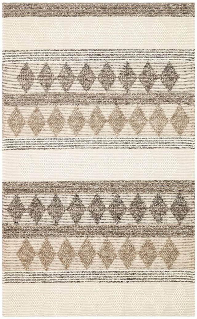JADE JD 01 GREY  Naturel Kazak Örgü Desenli El Dokuma Örgü Halı