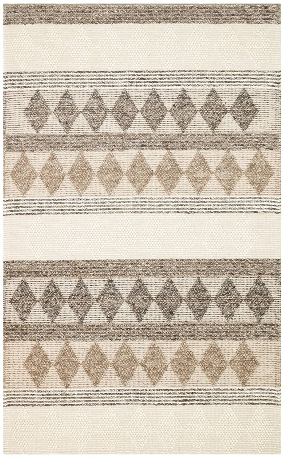 JADE JD 01 GREY  Naturel Kazak Örgü Desenli El Dokuma Örgü Halı