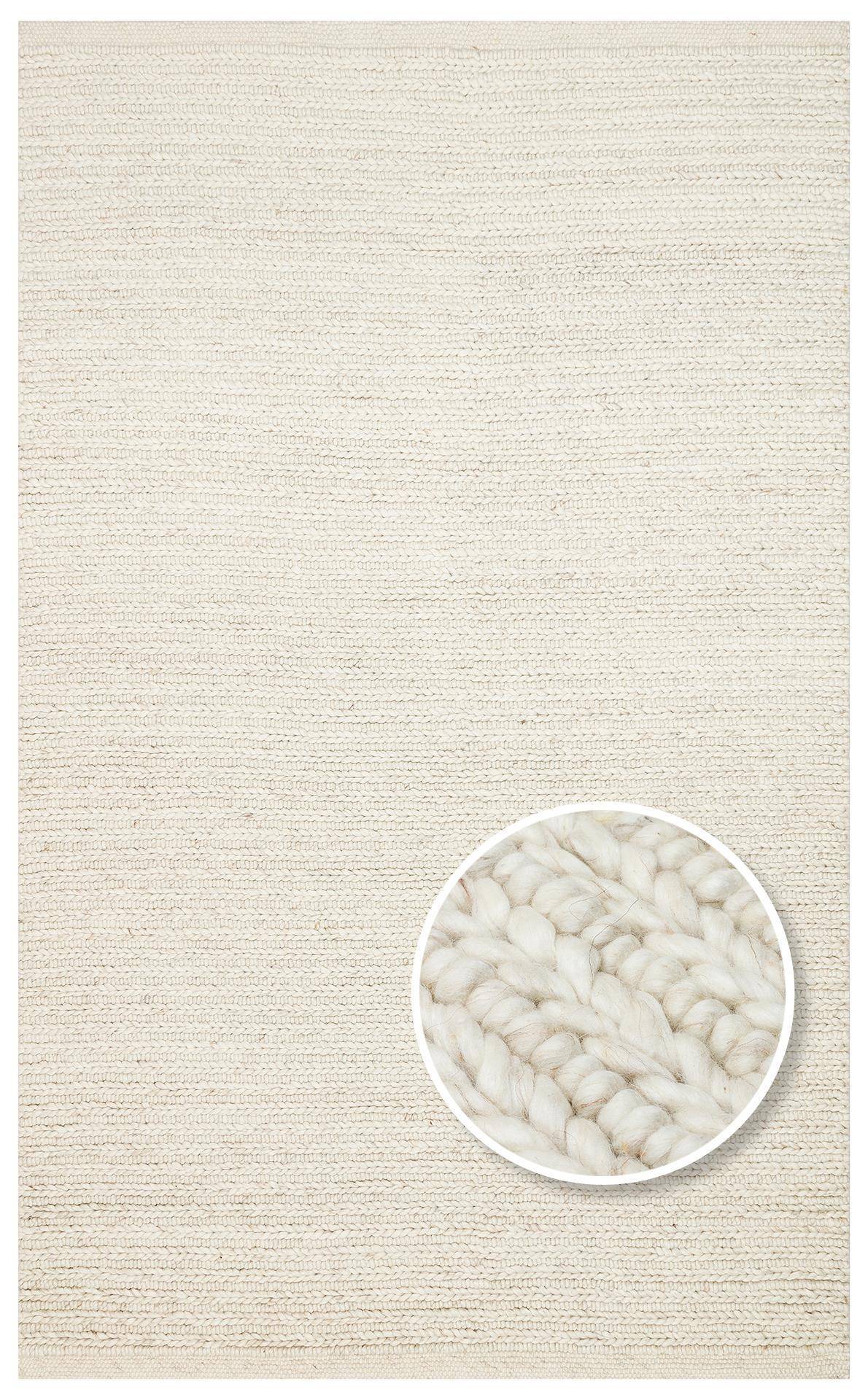 JADE JD 07 L.BEIGE  Naturel Kazak Örgü Desenli El Dokuma Örgü Halı