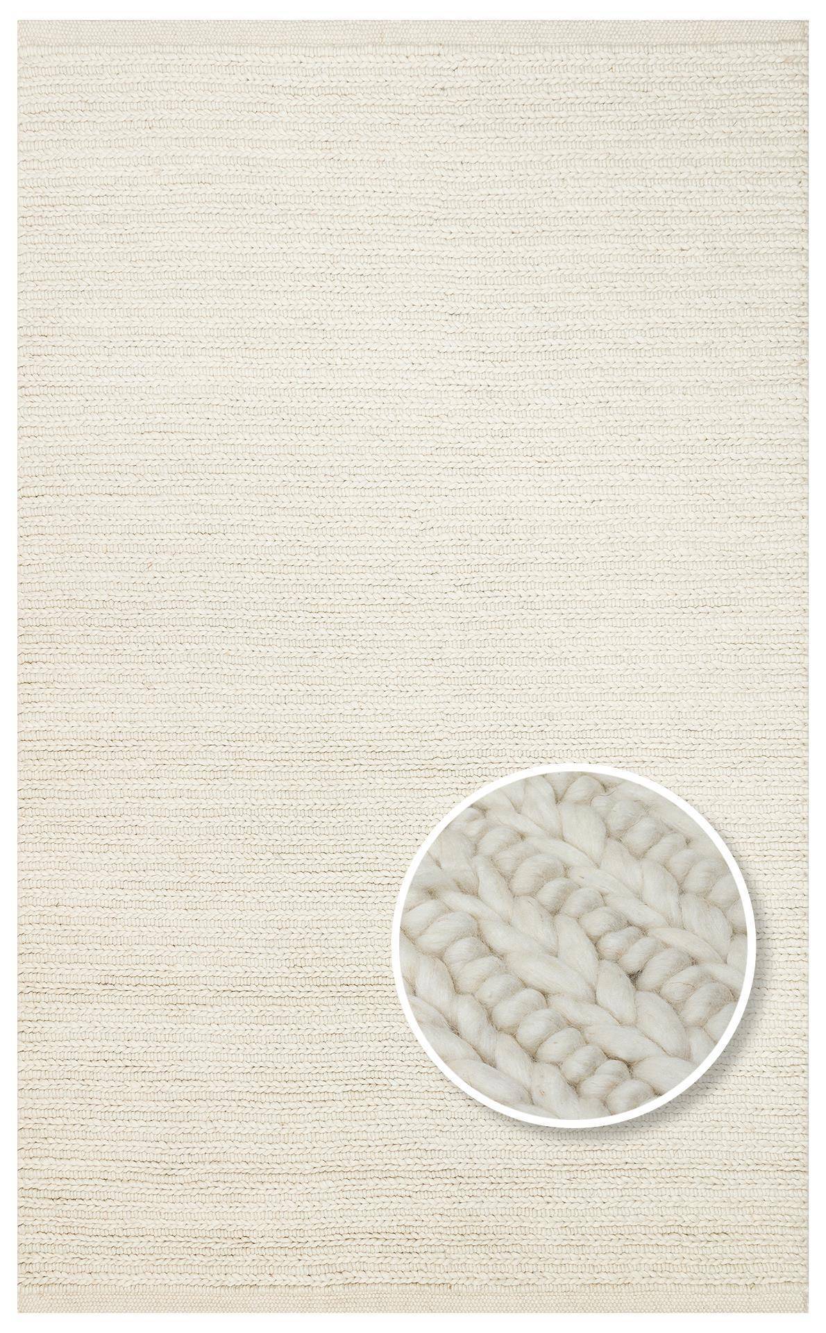 JADE JD 07 WHITE  Naturel Kazak Örgü Desenli El Dokuma Örgü Halı