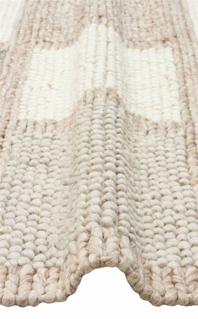 JADE MARJORY NATURAL  Naturel Kazak Örgü Desenli El Dokuma Örgü Halı