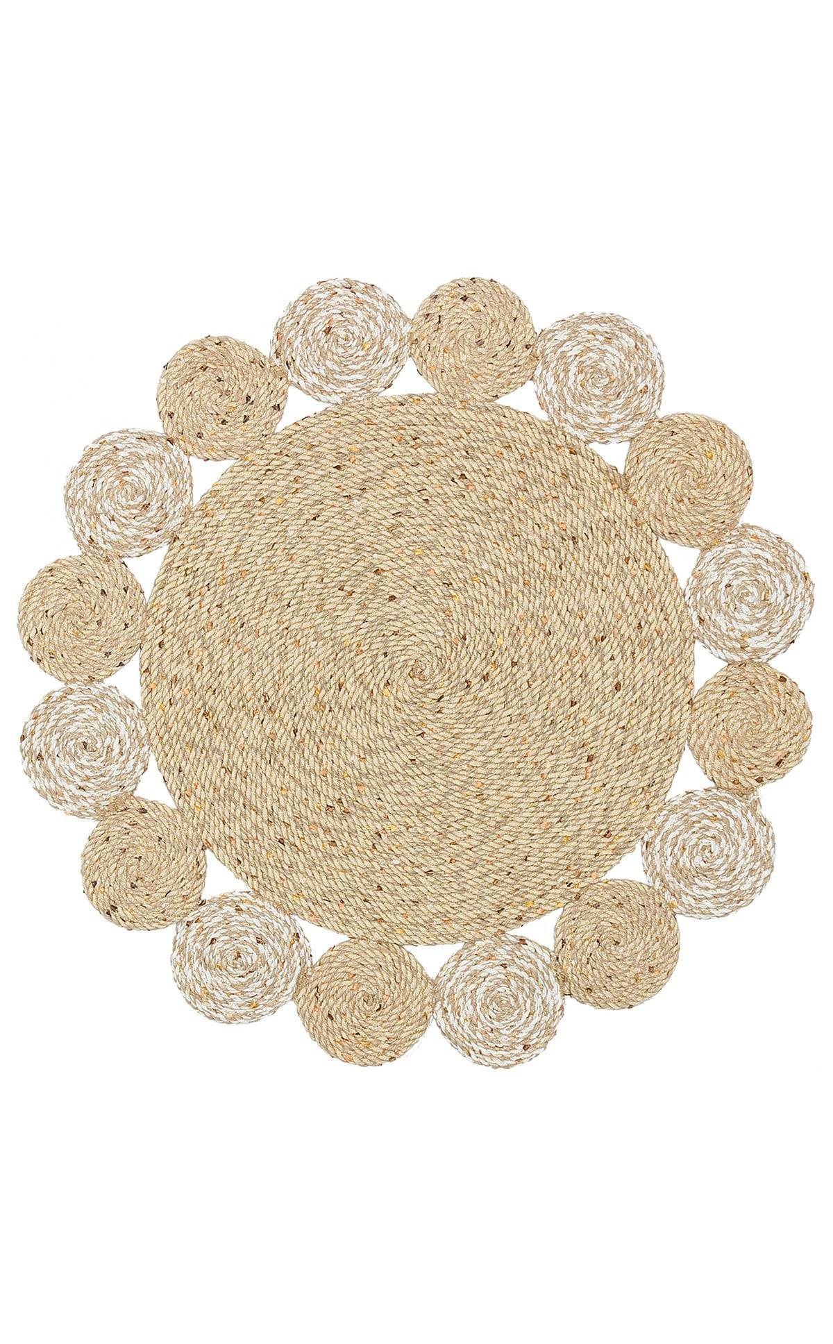 PATNA PTN 03 NATURAL WHITE  Jüt Hasır Görünümlü Hav Toz Vermez Örgü Halı