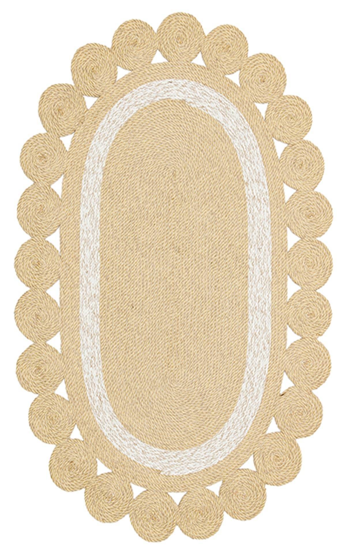 PATNA PTN 04 NATURAL WHITE  Jüt Hasır Görünümlü Hav Toz Vermez Örgü Halı