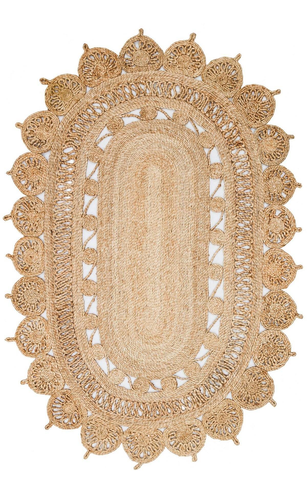SOLO CA-109 NATURAL XW  Yuvarlak veya Oval El Dokuma Naturel Jüt Hasır Halı