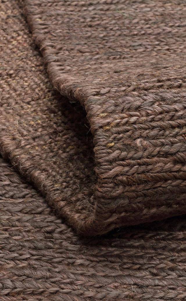 SOUMAK SMK PLAIN BROWN  Soumak Örgülü Naturel Kendir Halı