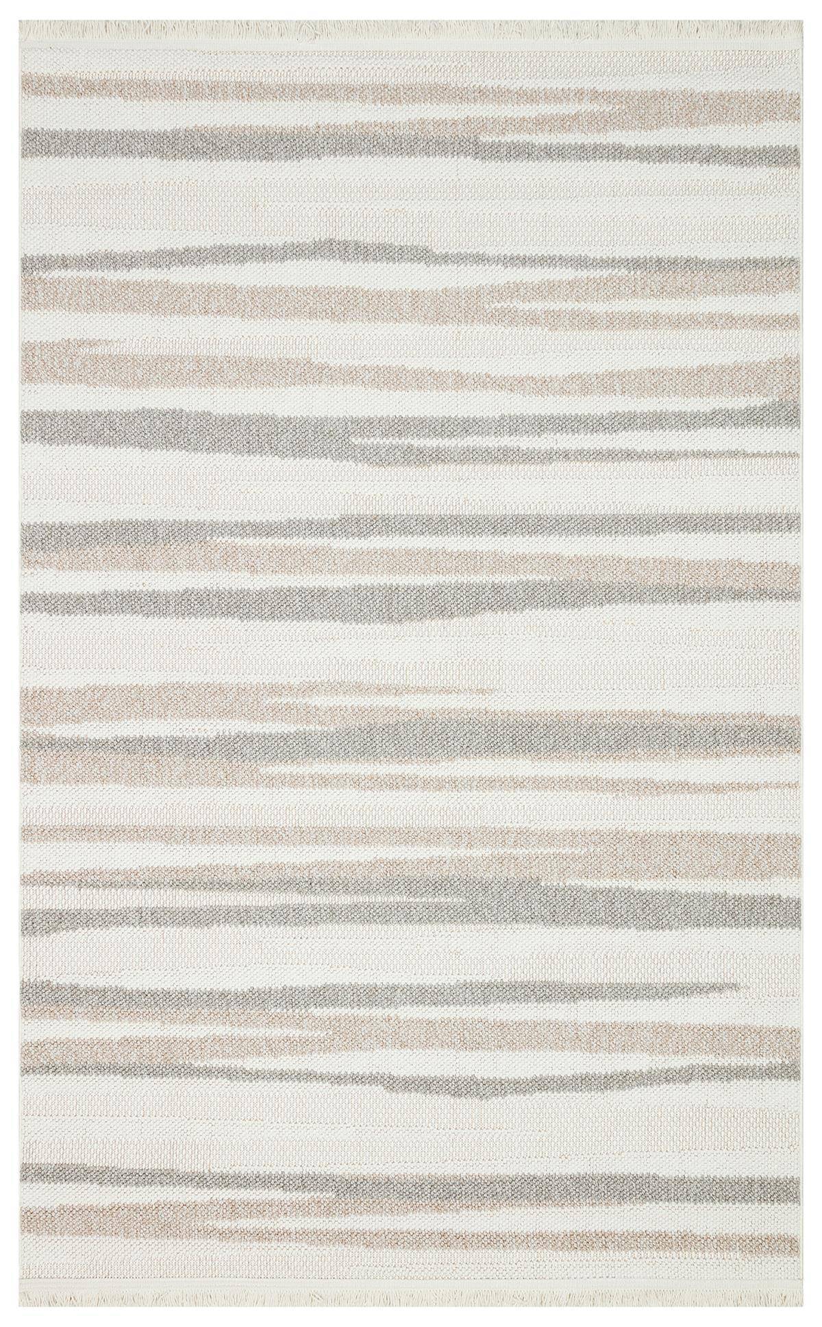 MOTTO MOT 02 WHITE BEIGE  Yumuşak Tuşeli Örgü Dokuma Modern Makine Halısı