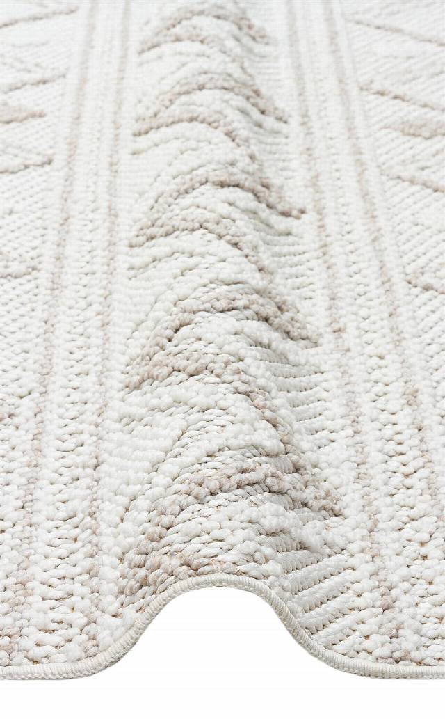MOTTO MOT 03 WHITE BEIGE  Yumuşak Tuşeli Örgü Dokuma Modern Makine Halısı