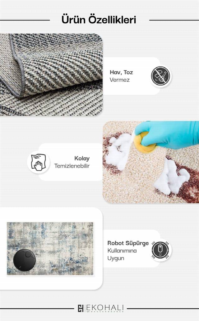 MOTTO MOT 04 BEIGE GREY  Yumuşak Tuşeli Örgü Dokuma Modern Makine Halısı