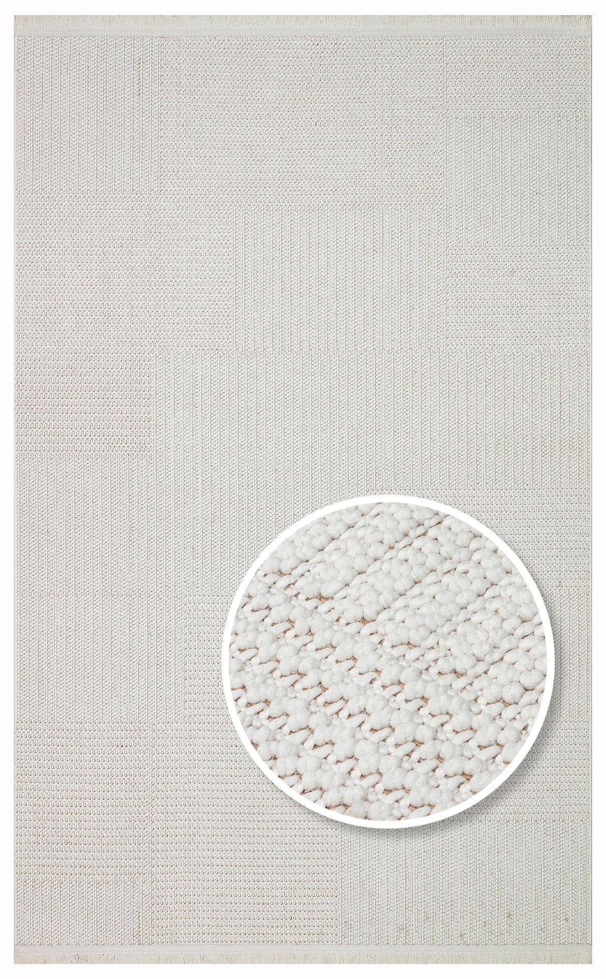 MOTTO MOT 11 WHITE  Yumuşak Tuşeli Örgü Dokuma Modern Makine Halısı