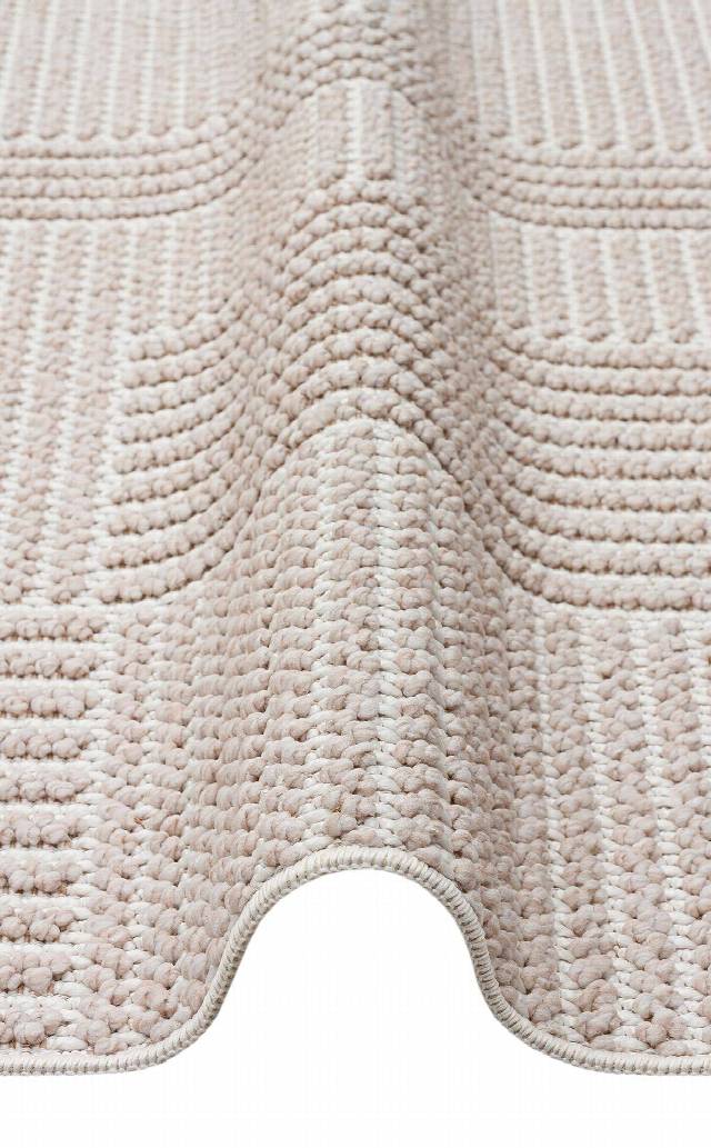 MOTTO MOT 12 BEIGE WHITE  Yumuşak Tuşeli Örgü Dokuma Modern Makine Halısı
