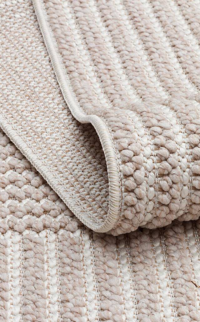 MOTTO MOT 12 BEIGE WHITE  Yumuşak Tuşeli Örgü Dokuma Modern Makine Halısı