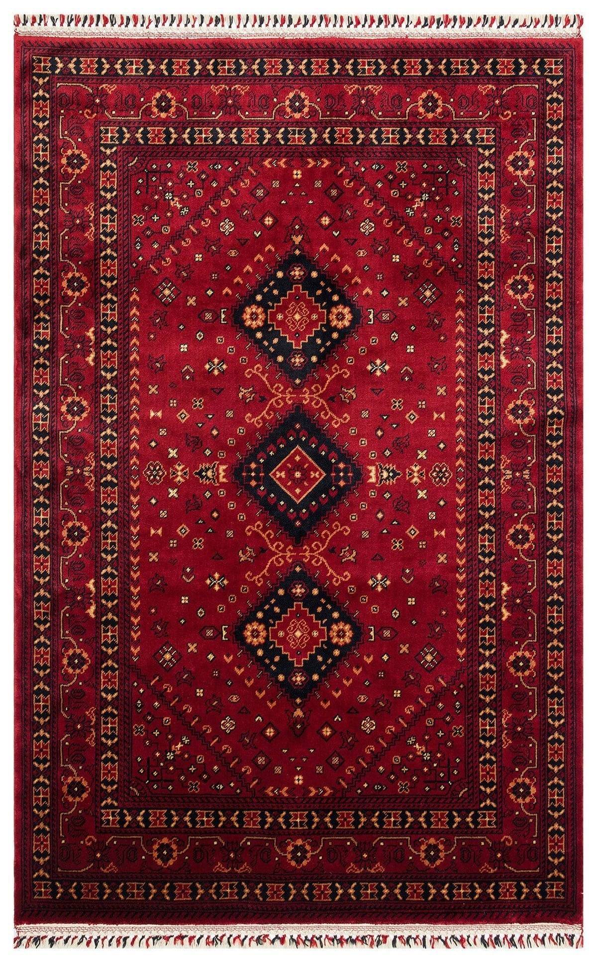 NOSTALJI 961 RED  Afgan / Yağcıbedir Desenli El Emeği ile Özel Tezgahlarda Üretilen Tensel Uşak Halısı