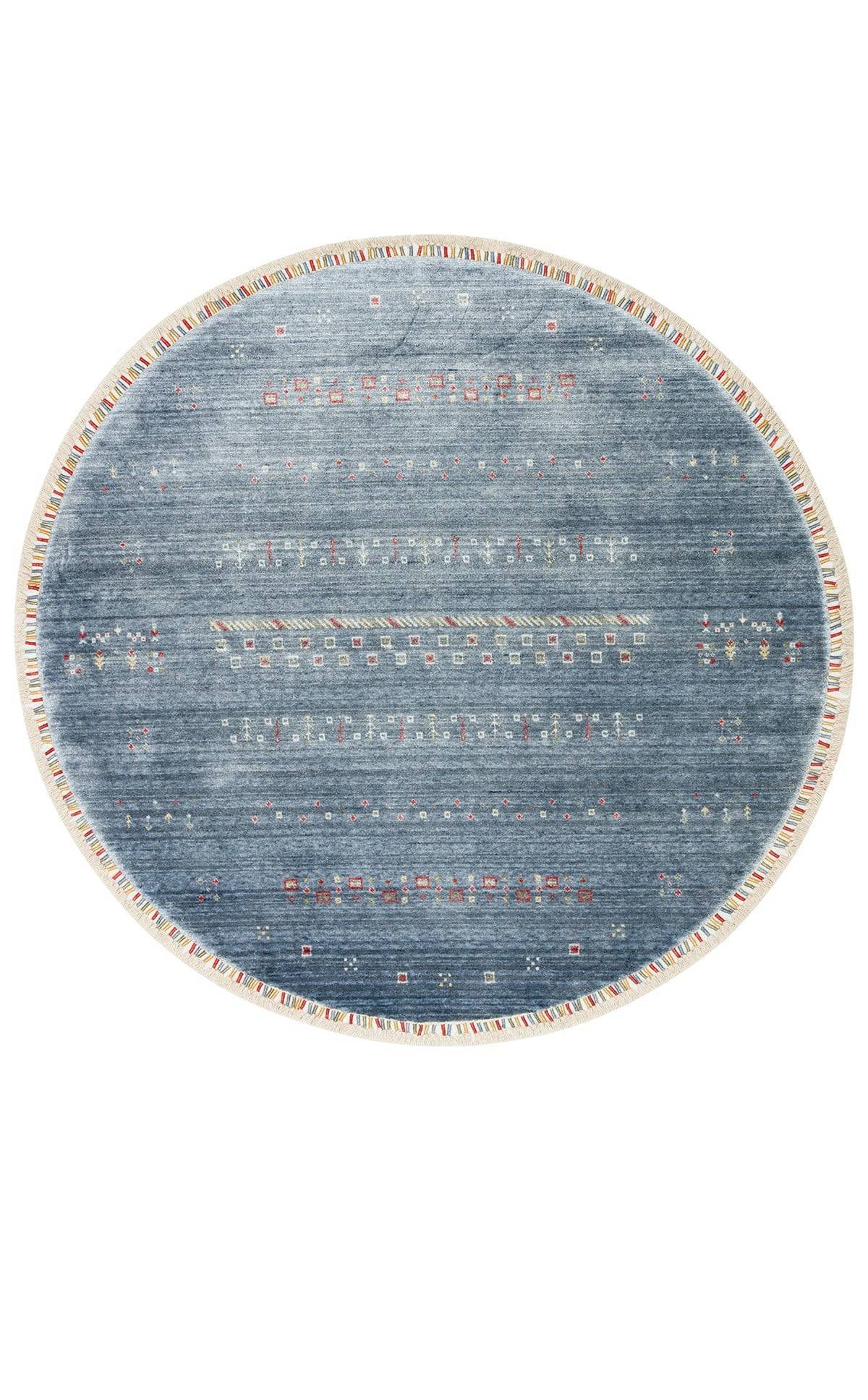 ZARA ZR 06 BLUE Q  Otantik Desenli Özel Hav Vermeyen ve Kolay Temizlenebilir Tensel Kullanılarak El Emeği ile Özel Tezgahlarda Üretilen Modern Uşak Halısı