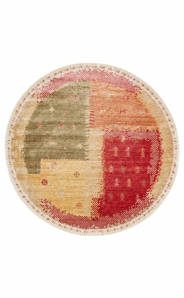 ZARA ZR 07 BEIGE AUTUMN Q  Otantik Desenli Özel Hav Vermeyen ve Kolay Temizlenebilir Tensel Kullanılarak El Emeği ile Özel Tezgahlarda Üretilen Modern Uşak Halısı