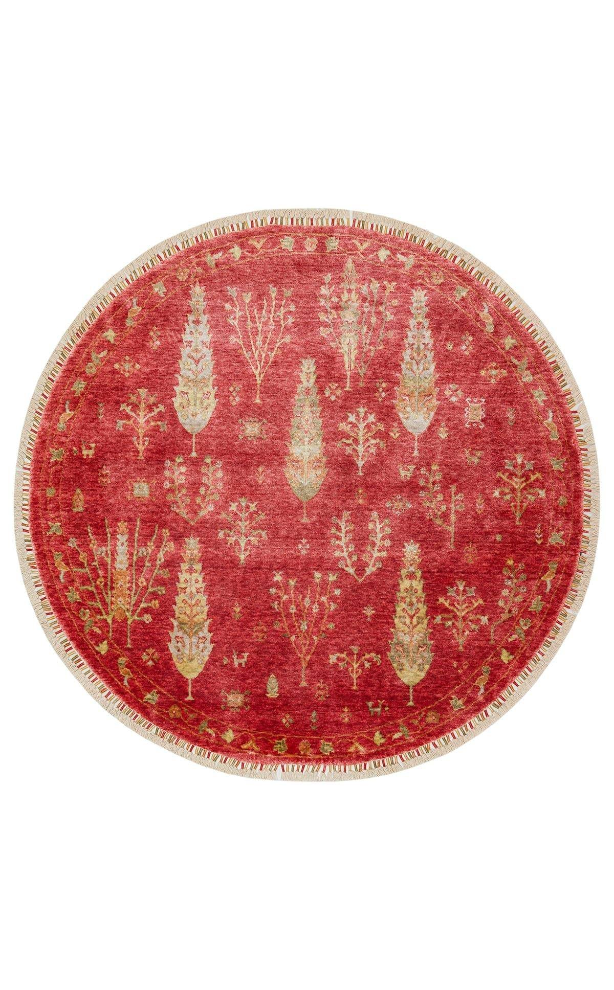 ZARA ZR 08 RED AUTUMN Q  Otantik Desenli Özel Hav Vermeyen ve Kolay Temizlenebilir Tensel Kullanılarak El Emeği ile Özel Tezgahlarda Üretilen Modern Uşak Halısı