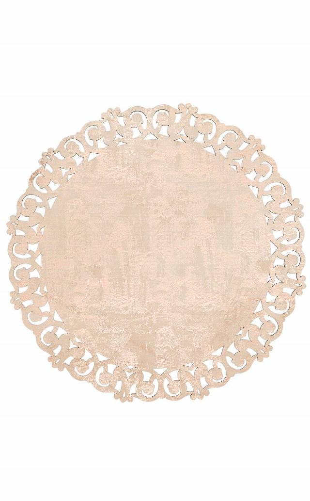 BIANCA BNC 05 BEIGE COPPER Q  Klasik Ve Modern İşleme ve Oymaya Sahip Parlak Bordürlü Suni Deri Halı