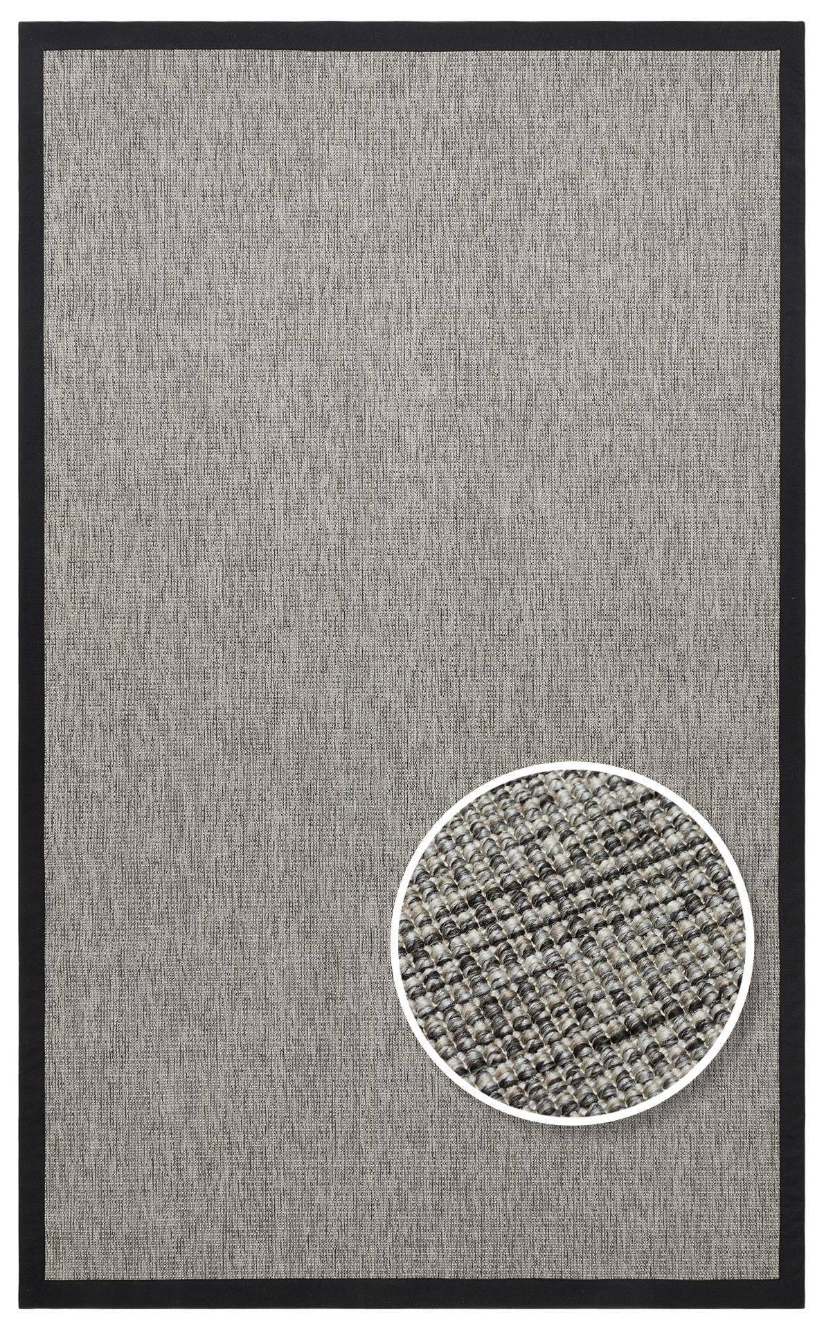VENTURA SISAL VNT 2705 GREY BRD BLACK  İç ve Dış Mekan Kullanımına Uygun Hav Vermeyen Kolay Temizlenebilir Sisal Görünümlü Halı