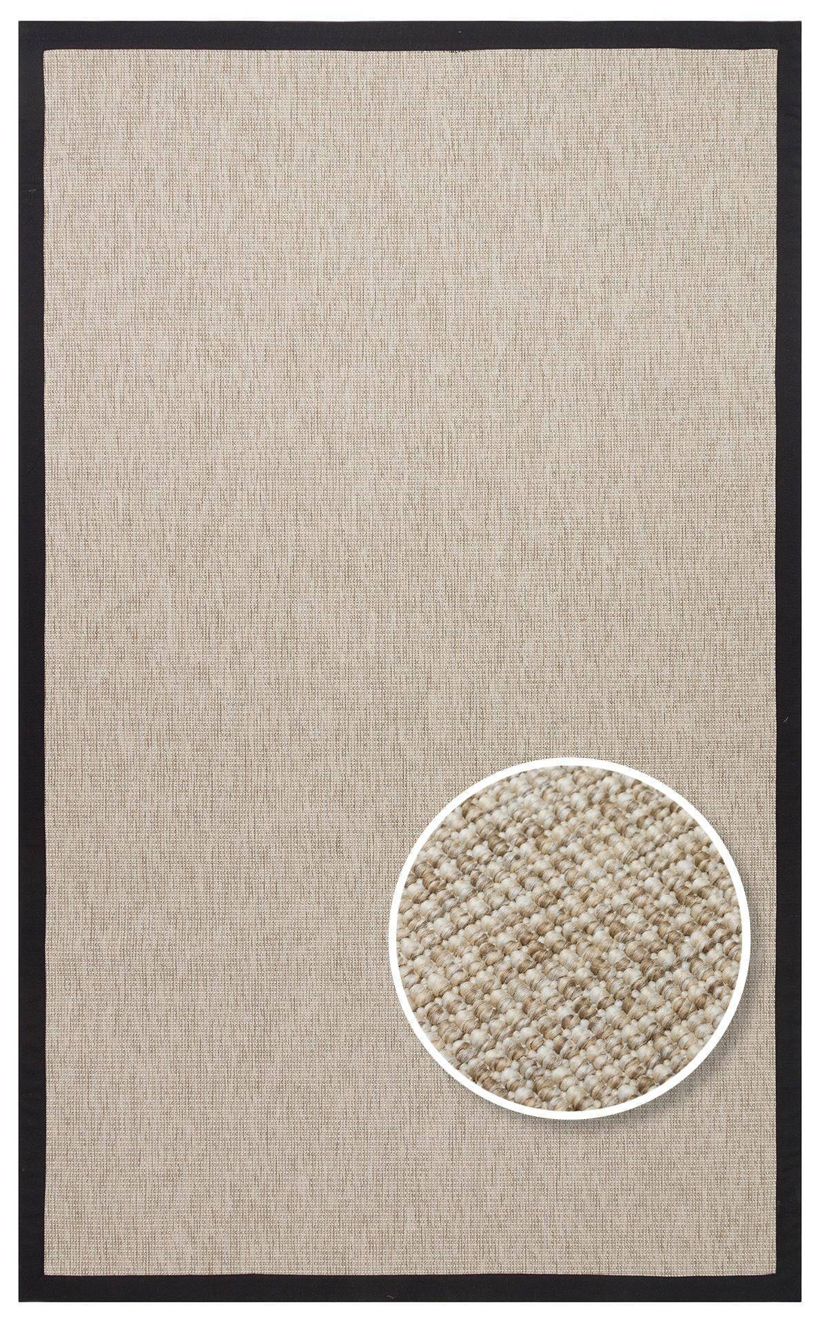 VENTURA VNT 2703 L.BEIGE BRD BLACK  İç ve Dış Mekan Kullanımına Uygun Hav Vermeyen Kolay Temizlenebilir Sisal Görünümlü Halı