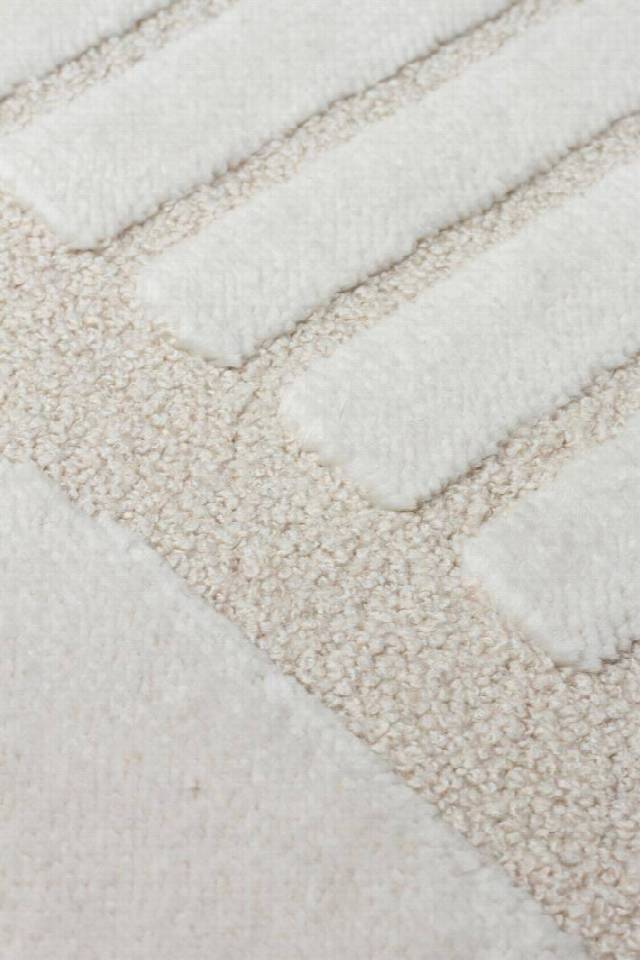 ADEL ADL 02 CREAM  Yüksek Alçak Dokulu Yumuşak Tuşeli Modern Makine Halısı