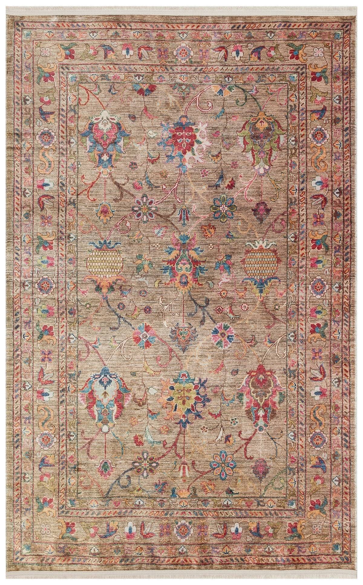 ANTIQUE ATK 08 BEIGE  Kolay kullanımlı Kaymaz Karabağ ve Antik Desenlere Sahip Yıkanabilir Makine Halısı