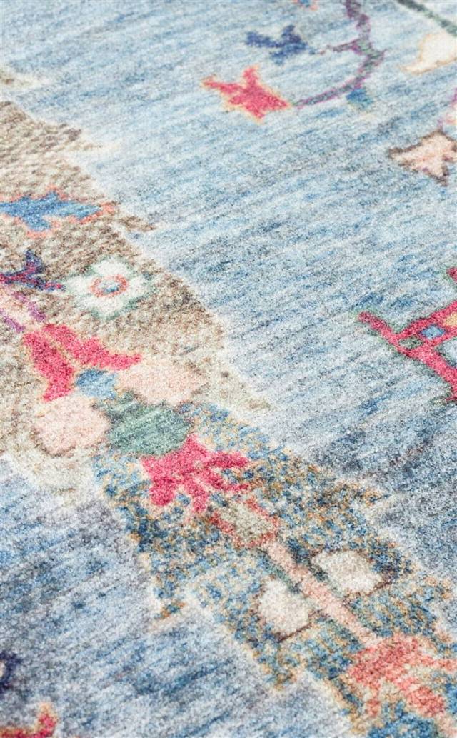 ANTIQUE ATK 09 AQUA  Kolay kullanımlı Kaymaz Karabağ ve Antik Desenlere Sahip Yıkanabilir Makine Halısı