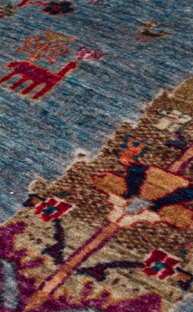 ANTIQUE ATK 09 AQUA  Kolay kullanımlı Kaymaz Karabağ ve Antik Desenlere Sahip Yıkanabilir Makine Halısı