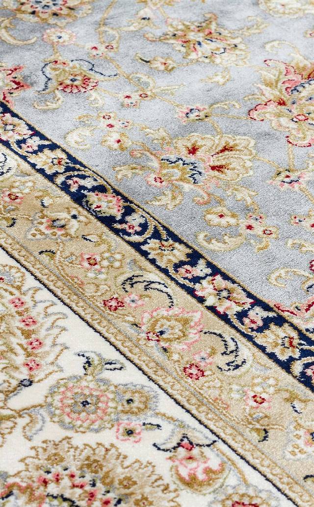 ISFAHAN ISF 03 GREY CREAM  Klasik Desenli Yüksek Kalite Sık Dokuma Makine Halısı