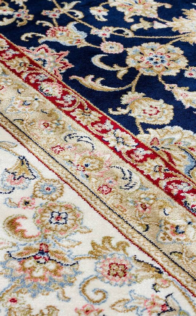 ISFAHAN ISF 03 NAVY CREAM  Klasik Desenli Yüksek Kalite Sık Dokuma Makine Halısı
