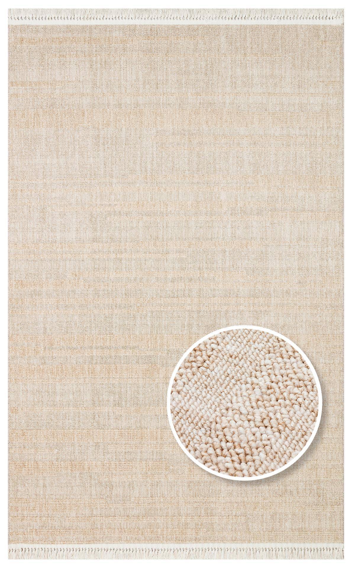 JOY JOY 01 BEIGE  Hav Toz Vermeyen Yumuşak dokulu Modern Makine Halısı
