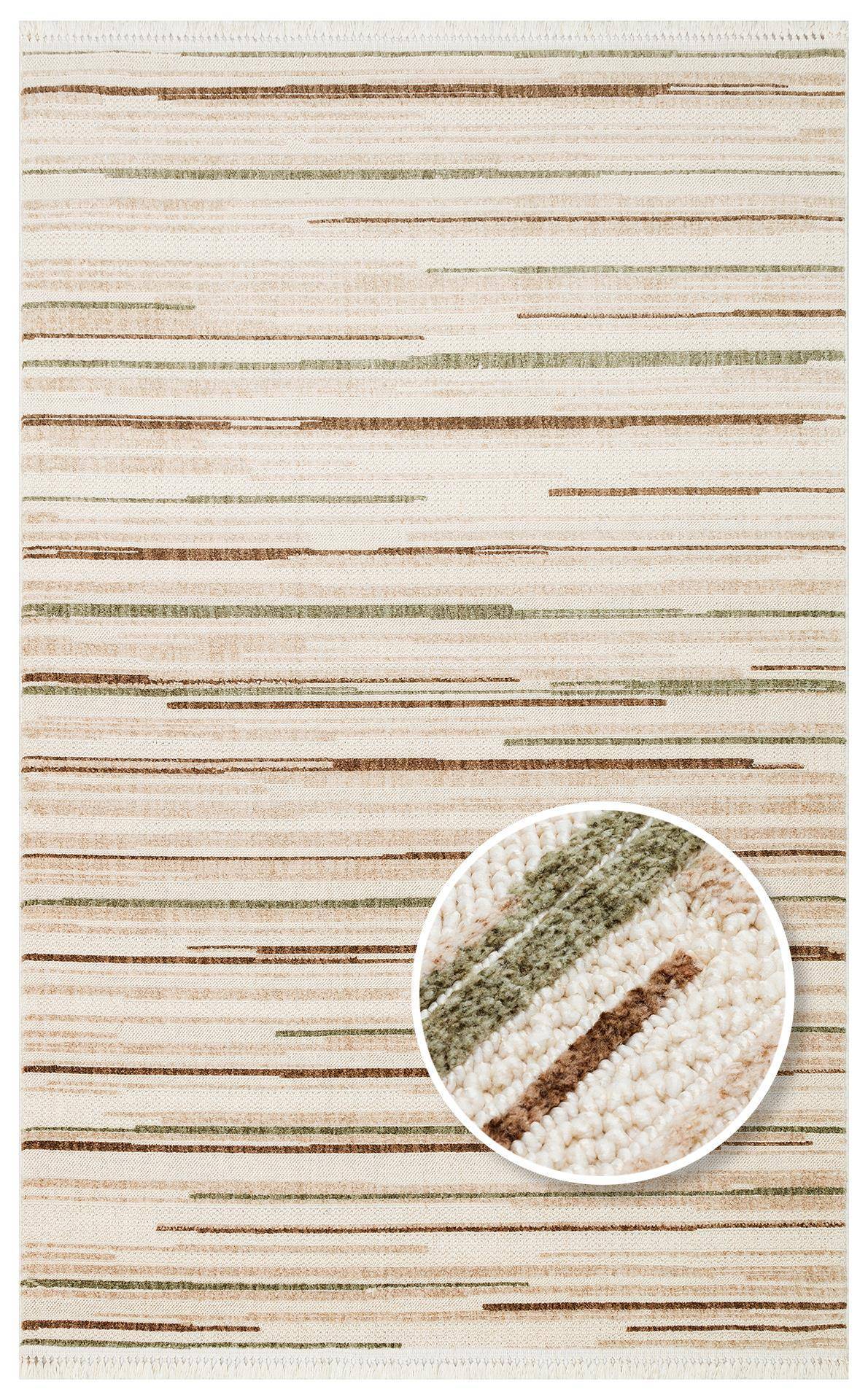 JOY JOY 01 GREEN BROWN  Hav Toz Vermeyen Yumuşak dokulu Modern Makine Halısı
