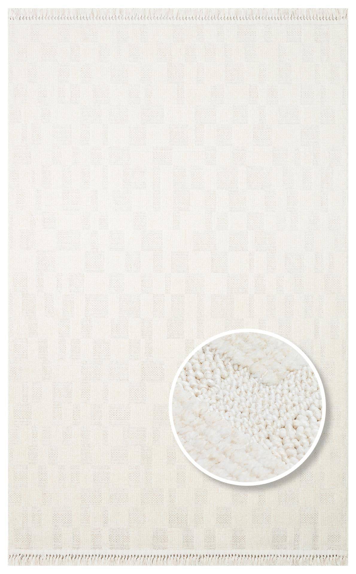 JOY JOY 02 WHITE  Hav Toz Vermeyen Yumuşak dokulu Modern Makine Halısı