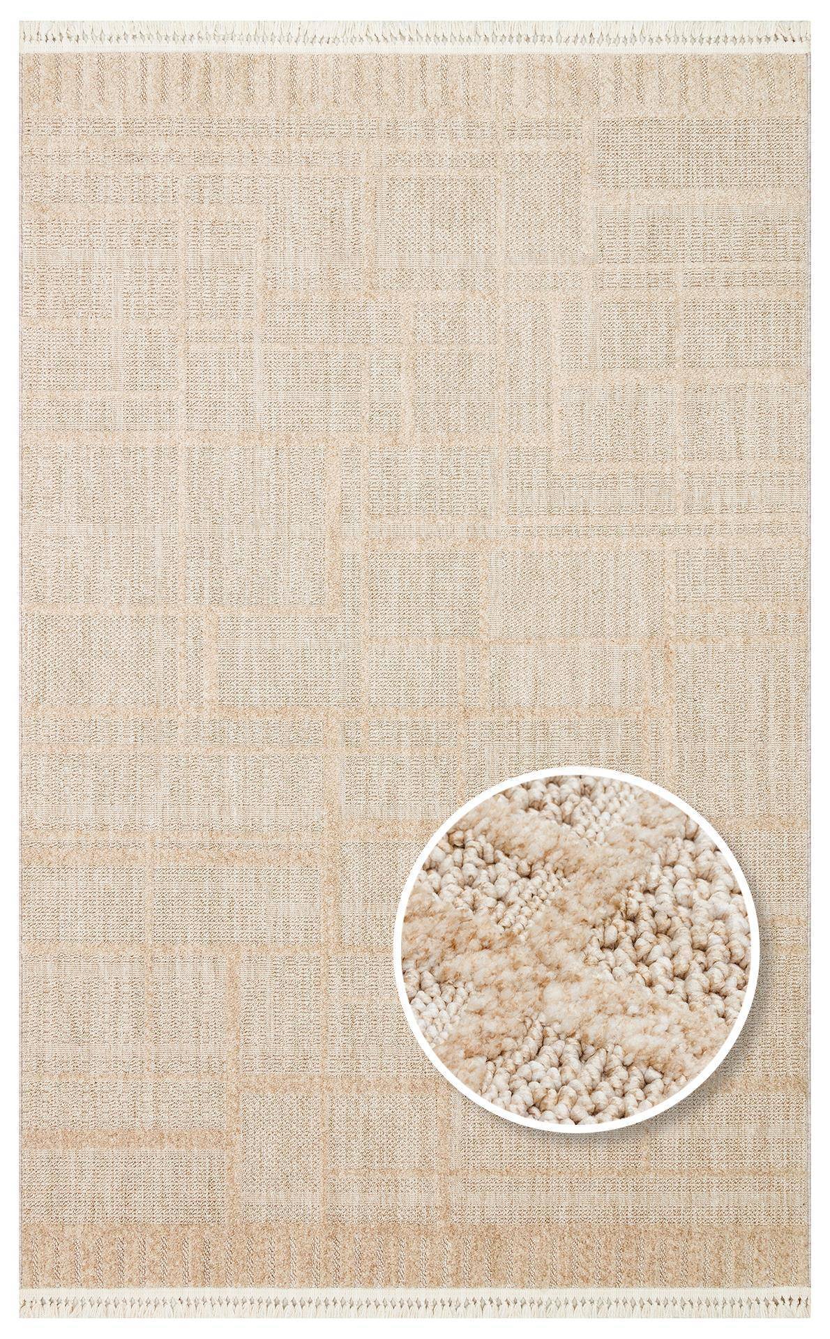 JOY JOY 03 BEIGE  Hav Toz Vermeyen Yumuşak dokulu Modern Makine Halısı