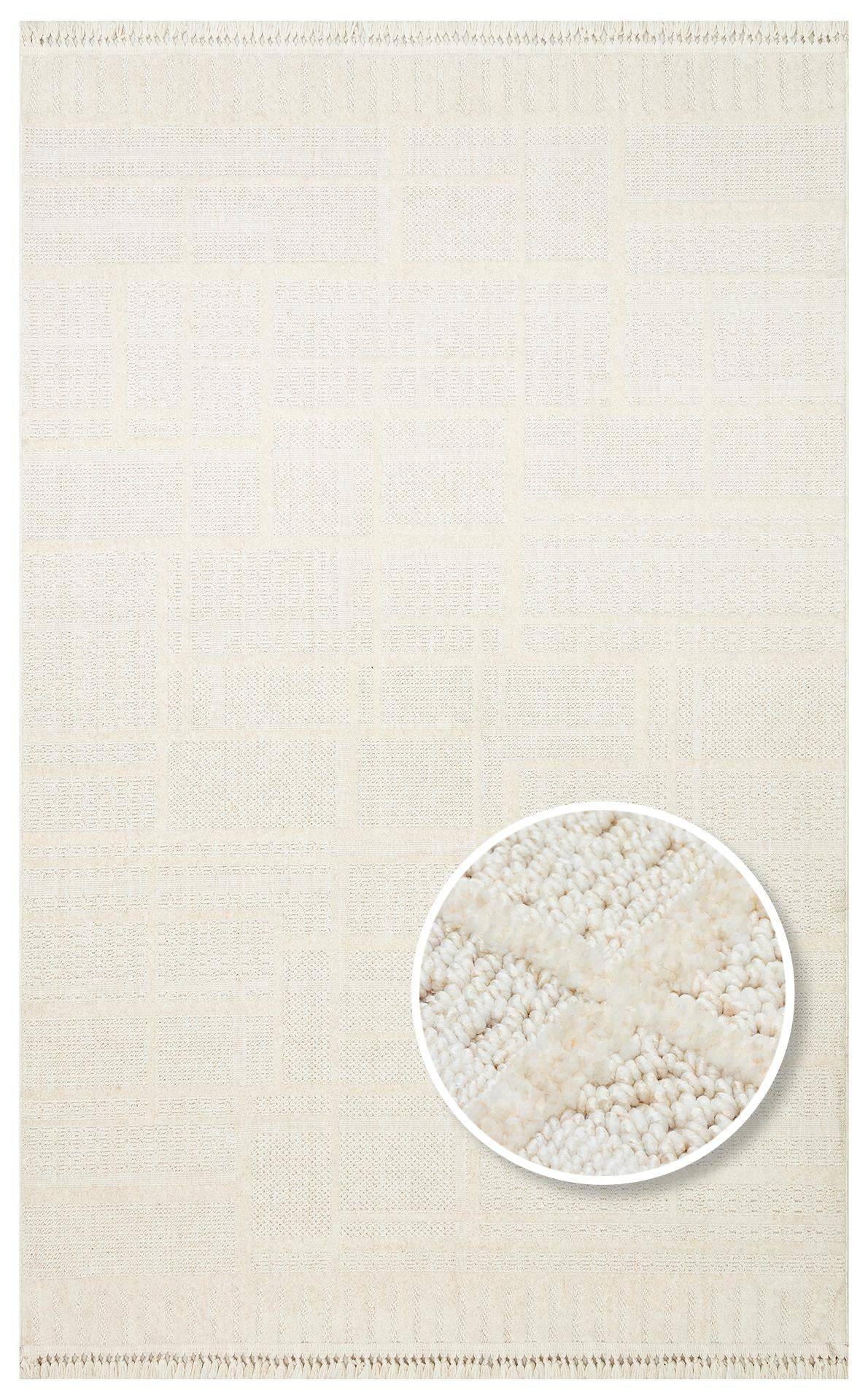 JOY JOY 03 WHITE  Hav Toz Vermeyen Yumuşak dokulu Modern Makine Halısı
