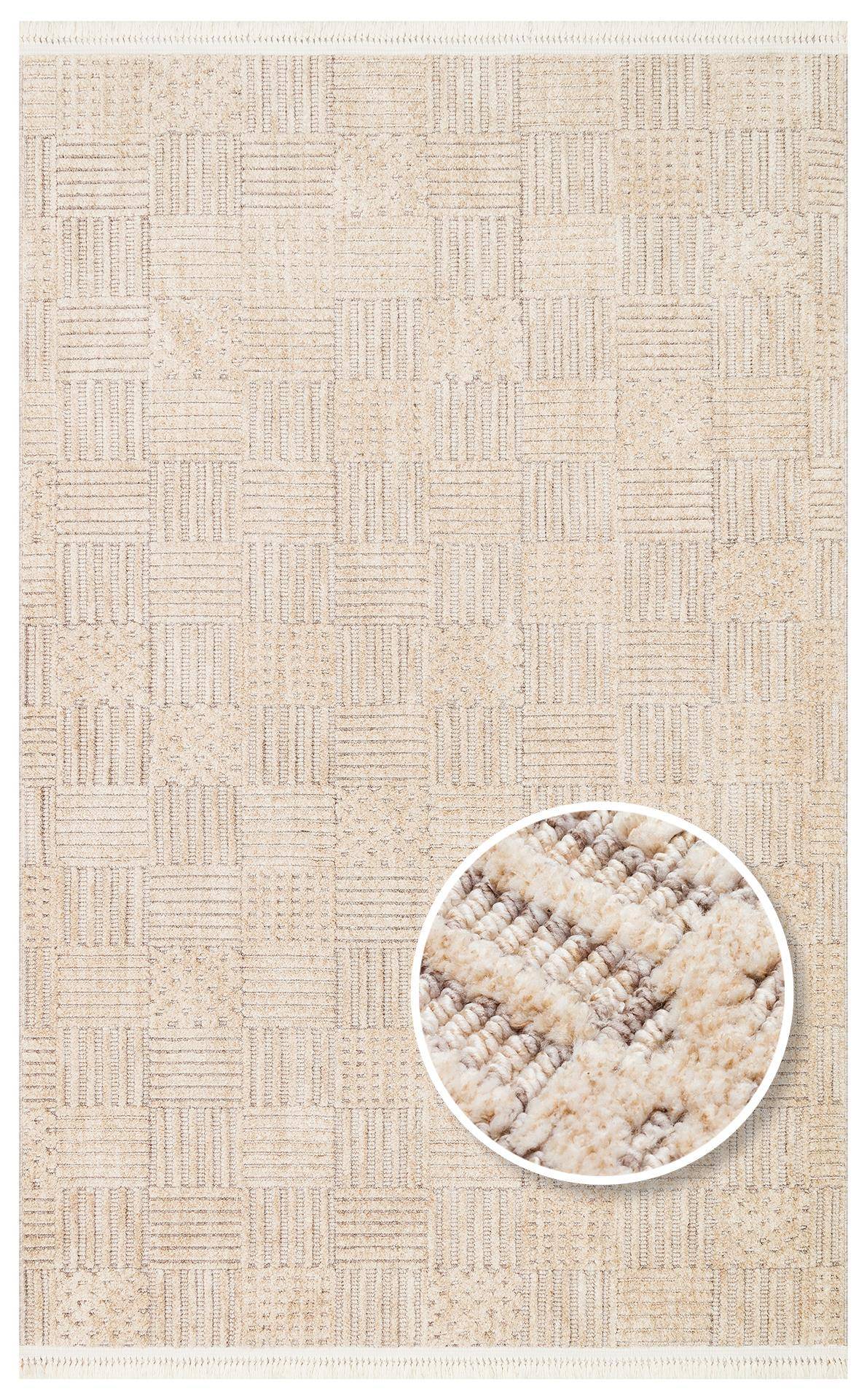 JOY JOY 05 BEIGE GOLD  Hav Toz Vermeyen Yumuşak dokulu Modern Makine Halısı
