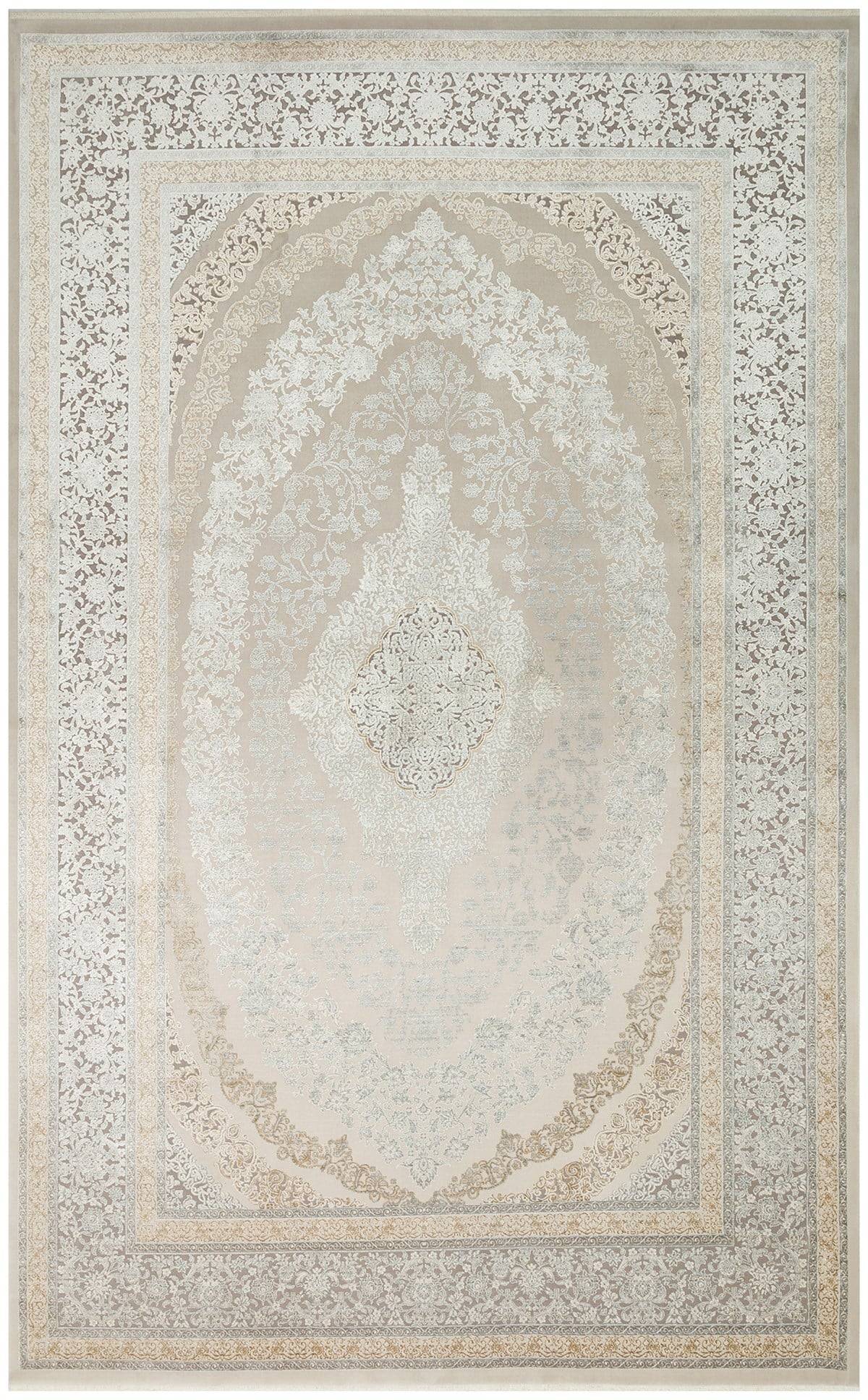 MAHAL MHL 08 CREAM GREY  Klasik Desenli Yüksek Kalite Sık Dokuma Salon Halısı