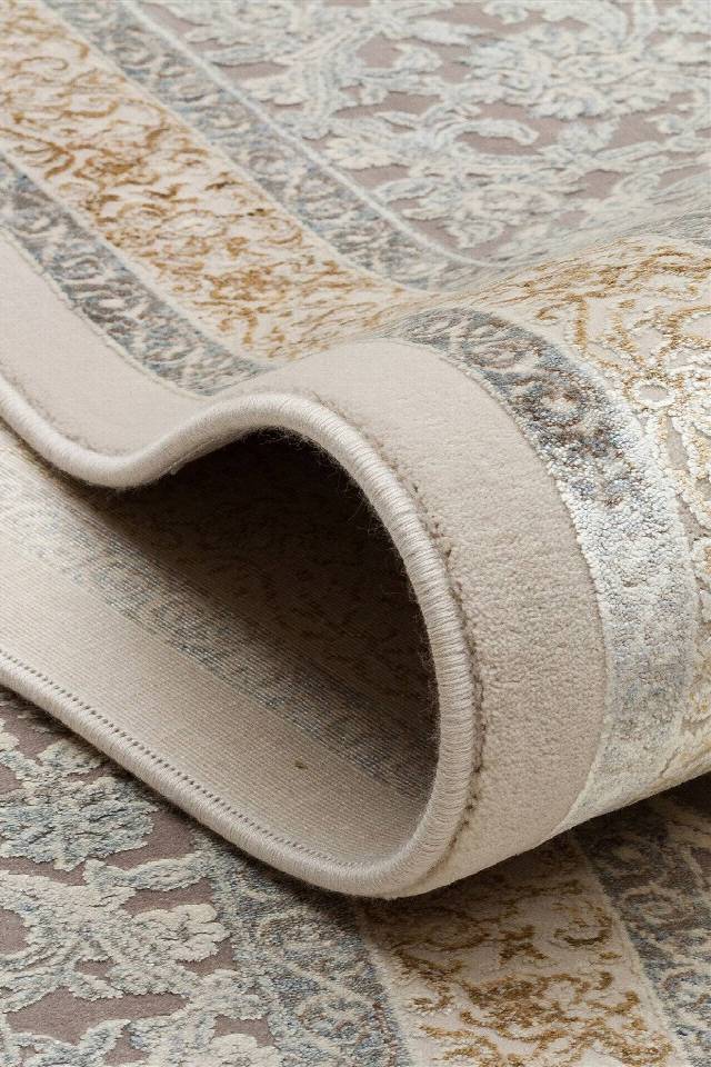 MAHAL MHL 08 CREAM GREY  Klasik Desenli Yüksek Kalite Sık Dokuma Salon Halısı